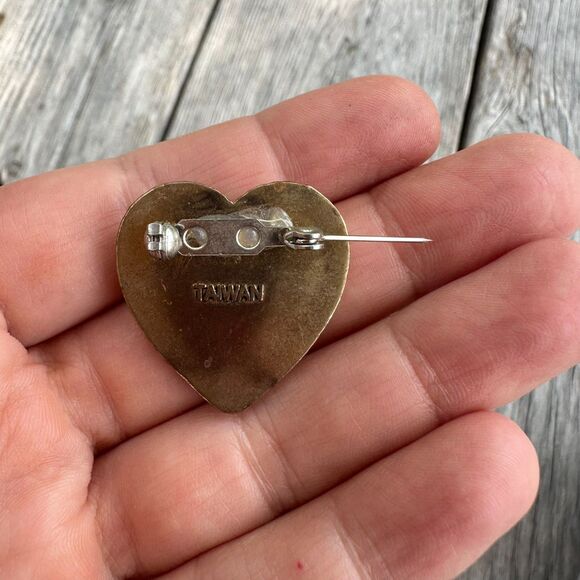 Vintage Jewelry Heart Brooch with Faux Pearl Victorian Heart Pin - Picture 2 of 2